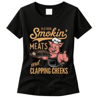 Old Row Smokin Meats And Clapping Cheeks Funny Womens T-Shirt