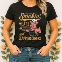 Old Row Smokin Meats And Clapping Cheeks Funny Womens T-Shirt