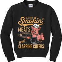 Old Row Smokin Meats And Clapping Cheeks Funny Kids Sweatshirt