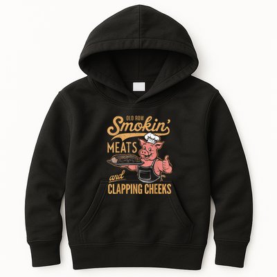 Old Row Smokin Meats And Clapping Cheeks Funny Kids Hoodie