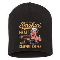 Old Row Smokin Meats And Clapping Cheeks Funny Short Acrylic Beanie