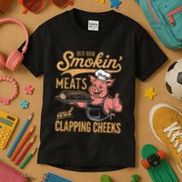 Old Row Smokin Meats And Clapping Cheeks Funny Kids T-Shirt