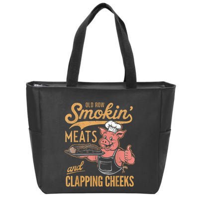 Old Row Smokin Meats And Clapping Cheeks Funny Zip Tote Bag