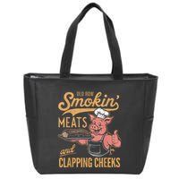 Old Row Smokin Meats And Clapping Cheeks Funny Zip Tote Bag