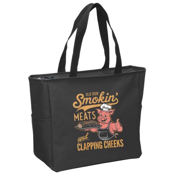 Old Row Smokin Meats And Clapping Cheeks Funny Zip Tote Bag