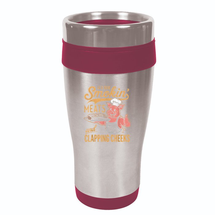 Old Row Smokin Meats And Clapping Cheeks Funny 16oz Travel Tumbler
