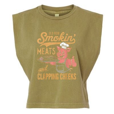 Old Row Smokin Meats And Clapping Cheeks Funny Garment-Dyed Women's Muscle Tee