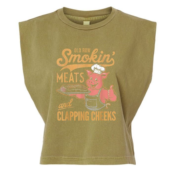 Old Row Smokin Meats And Clapping Cheeks Funny Garment-Dyed Women's Muscle Tee