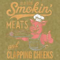 Old Row Smokin Meats And Clapping Cheeks Funny Garment-Dyed Women's Muscle Tee