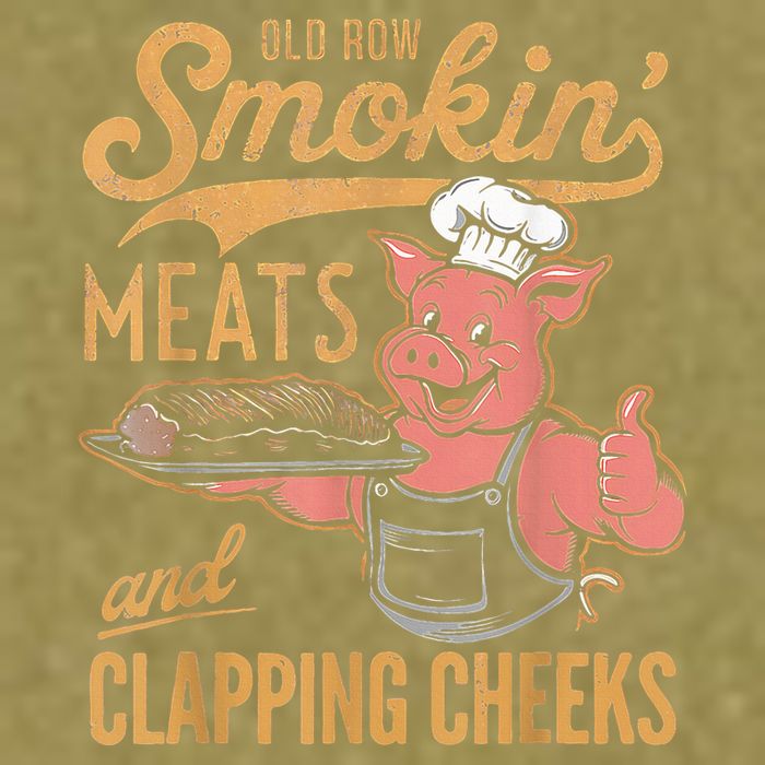 Old Row Smokin Meats And Clapping Cheeks Funny Garment-Dyed Women's Muscle Tee