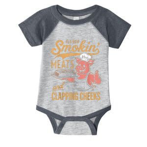 Old Row Smokin Meats And Clapping Cheeks Funny Infant Baby Jersey Bodysuit