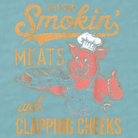 Old Row Smokin Meats And Clapping Cheeks Funny Sueded Cloud Jersey T-Shirt