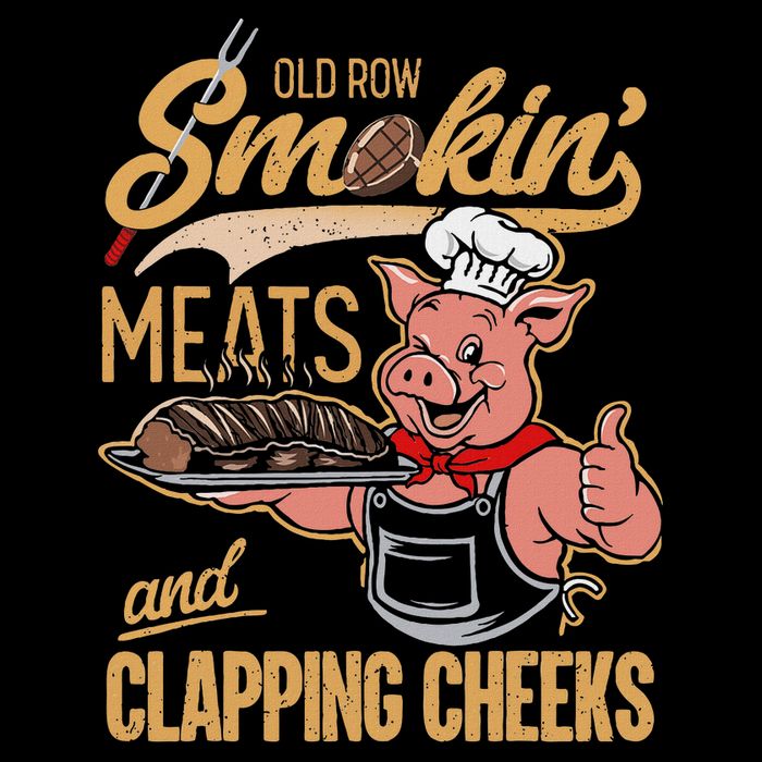 Old Rows Smokin' Meats And Clapping Cheeks Funny Pig Chef Tall T-Shirt