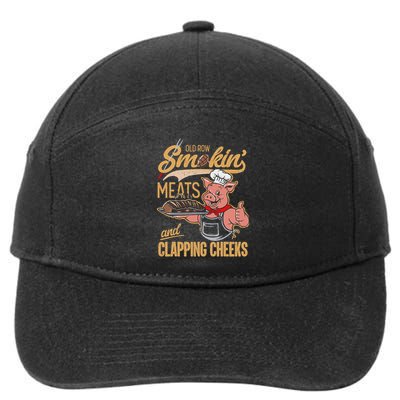 Old Rows Smokin' Meats And Clapping Cheeks Funny Pig Chef 7-Panel Snapback Hat
