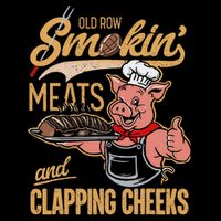 Old Rows Smokin' Meats And Clapping Cheeks Funny Pig Chef Drawstring Bag