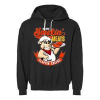 Old Row Smokin Meats And Clappin Cheeks Bbq Garment-Dyed Fleece Hoodie