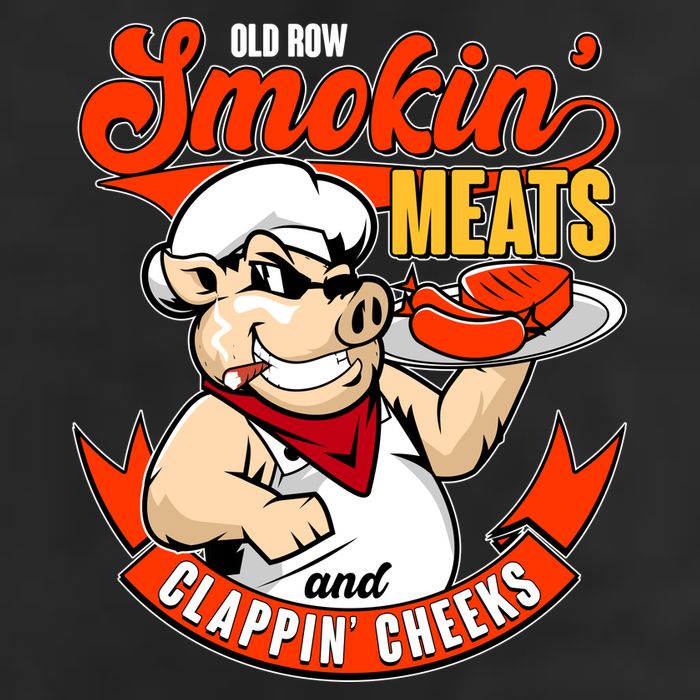 Old Row Smokin Meats And Clappin Cheeks Bbq Garment-Dyed Fleece Hoodie