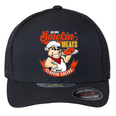 Old Row Smokin Meats And Clappin Cheeks Bbq Flexfit Unipanel Trucker Cap