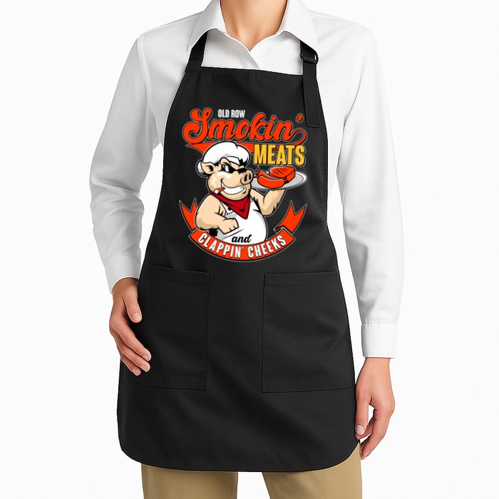 Old Row Smokin Meats And Clappin Cheeks Bbq Full-Length Apron With Pockets