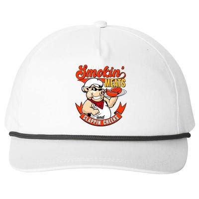 Old Row Smokin Meats And Clappin Cheeks Bbq Snapback Five-Panel Rope Hat