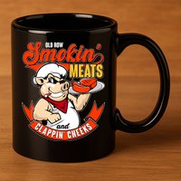 Old Row Smokin Meats And Clappin Cheeks Bbq 11oz C Handle Ceramic Mug