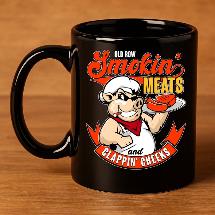 Old Row Smokin Meats And Clappin Cheeks Bbq 11oz C Handle Ceramic Mug