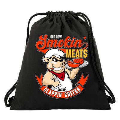 Old Row Smokin Meats And Clappin Cheeks Bbq Drawstring Bag