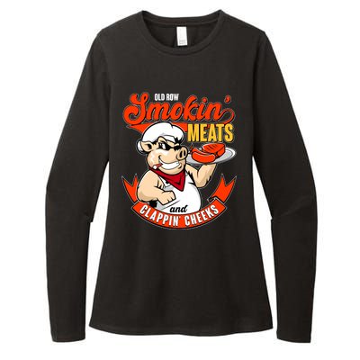 Old Row Smokin Meats And Clappin Cheeks Bbq Womens CVC Long Sleeve Shirt