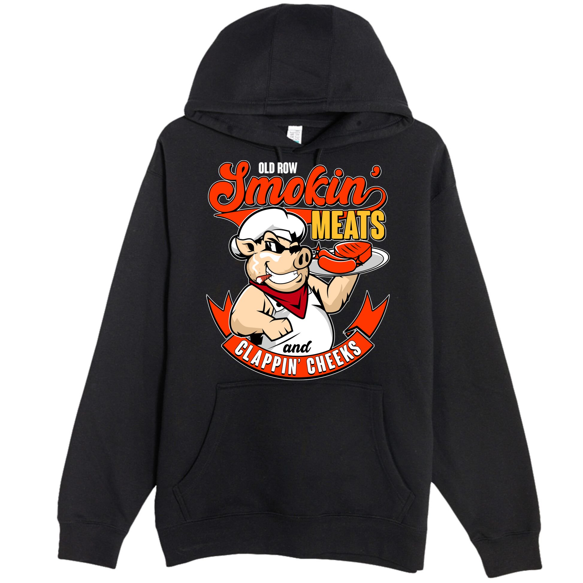 Old Row Smokin Meats And Clappin Cheeks Bbq Premium Pullover Hoodie