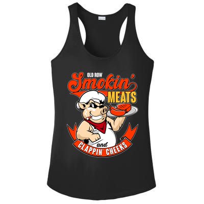 Old Row Smokin Meats And Clappin Cheeks Bbq Ladies PosiCharge Competitor Racerback Tank