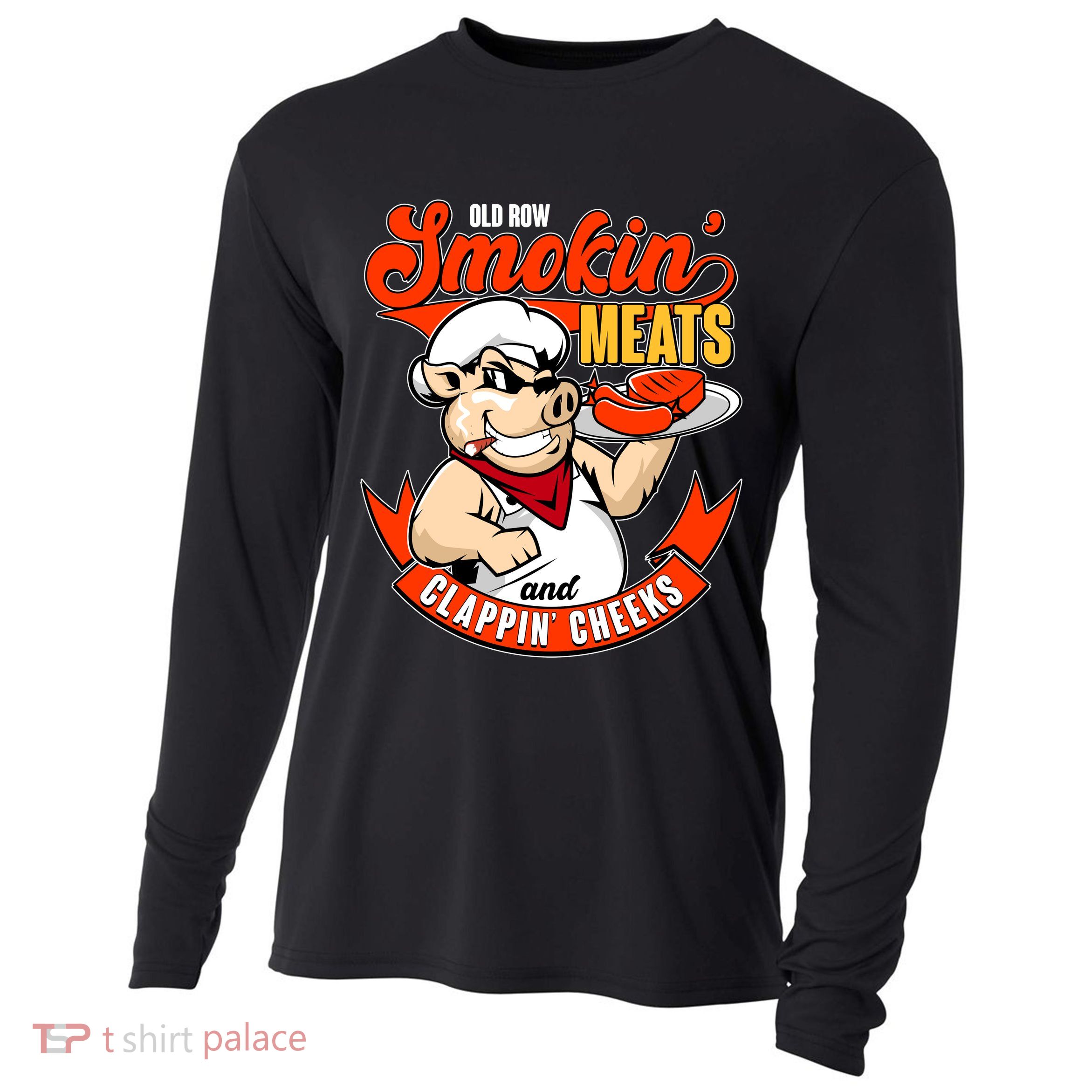 Old Row Smokin Meats And Clappin Cheeks Bbq Cooling Performance Long Sleeve Crew