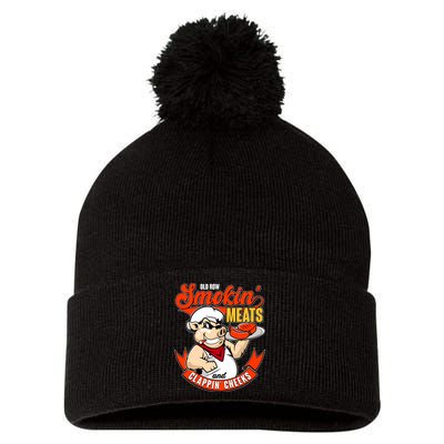 Old Row Smokin Meats And Clappin Cheeks Bbq Pom Pom 12in Knit Beanie