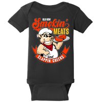 Old Row Smokin Meats And Clappin Cheeks Bbq Baby Bodysuit