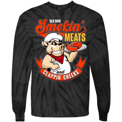 Old Row Smokin Meats And Clappin Cheeks Bbq Tie-Dye Long Sleeve Shirt