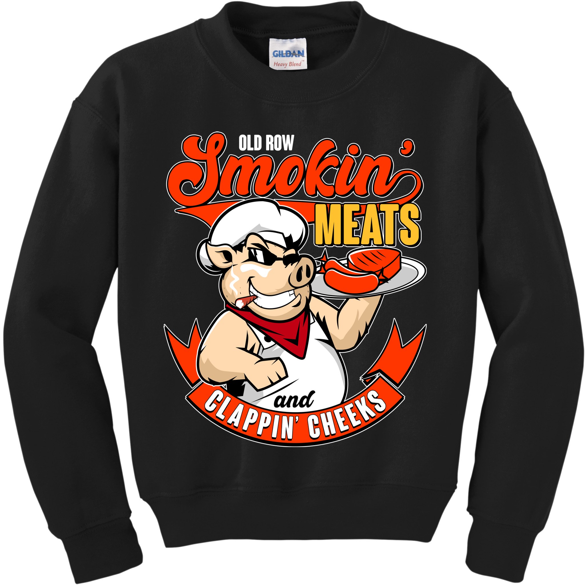 Old Row Smokin Meats And Clappin Cheeks Bbq Kids Sweatshirt