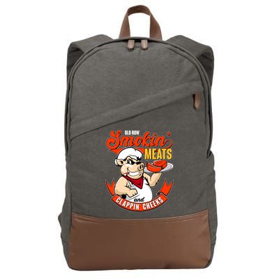 Old Row Smokin Meats And Clappin Cheeks Bbq Cotton Canvas Backpack