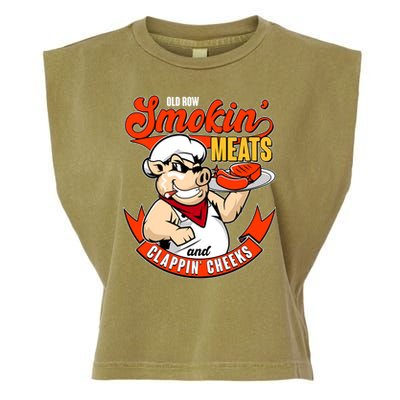 Old Row Smokin Meats And Clappin Cheeks Bbq Garment-Dyed Women's Muscle Tee
