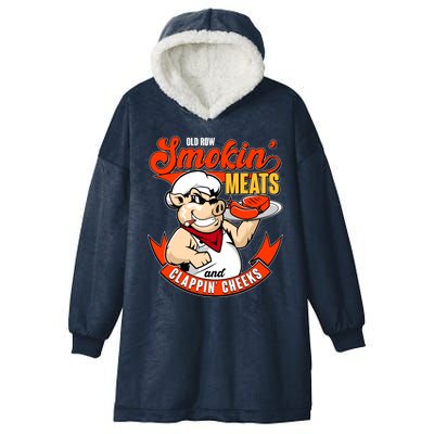 Old Row Smokin Meats And Clappin Cheeks Bbq Hooded Wearable Blanket