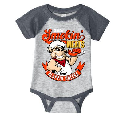 Old Row Smokin Meats And Clappin Cheeks Bbq Infant Baby Jersey Bodysuit
