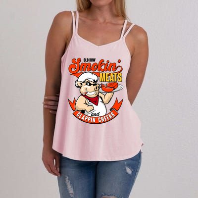 Old Row Smokin Meats And Clappin Cheeks Bbq Women's Strappy Tank