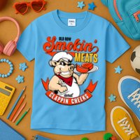 Old Row Smokin Meats And Clappin Cheeks Bbq Kids T-Shirt