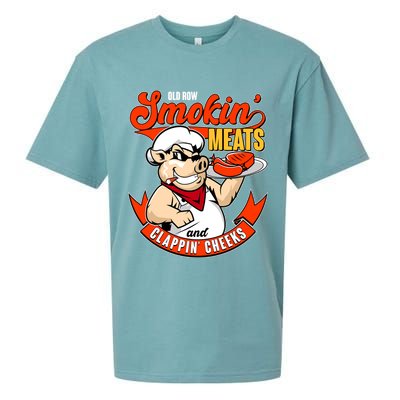 Old Row Smokin Meats And Clappin Cheeks Bbq Sueded Cloud Jersey T-Shirt