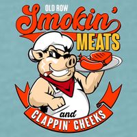 Old Row Smokin Meats And Clappin Cheeks Bbq Sueded Cloud Jersey T-Shirt