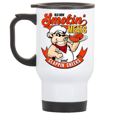 Old Row Smokin Meats And Clappin Cheeks Bbq Stainless Steel Travel Mug