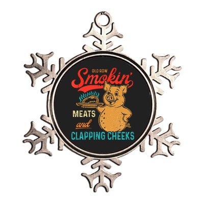 Old Row Smokin Meats And Clapping Cheeks Funny Bbq Metallic Star Ornament