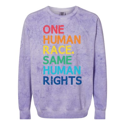 One Race Same Hu Rights Anti Racist Black Pride Cool Gift Colorblast Crewneck Sweatshirt