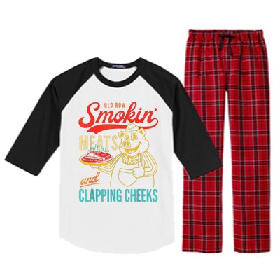 Old Row Smokin Meats And Clapping Cheeks Raglan Sleeve Pajama Set