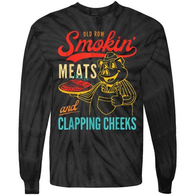 Old Row Smokin Meats And Clapping Cheeks Tie-Dye Long Sleeve Shirt