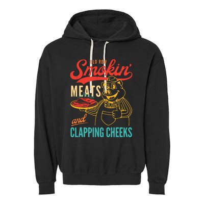 Old Row Smokin Meats And Clapping Cheeks Funny Garment-Dyed Fleece Hoodie