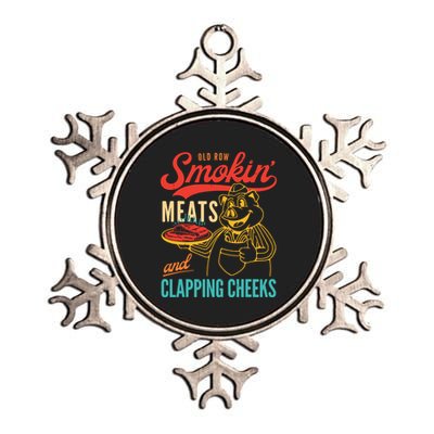 Old Row Smokin Meats And Clapping Cheeks Funny Metallic Star Ornament